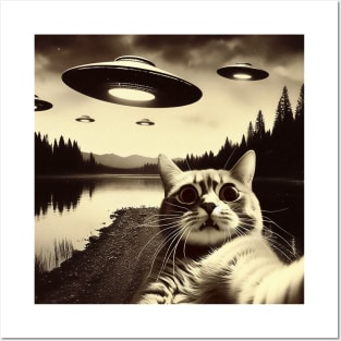 Cat selfie with UFO Posters and Art